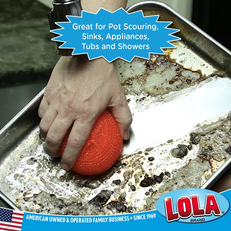 LOLA Plastic Mesh Scouring Pads - 3 Pack, 3.375" x 1.25", Non-Scratch Dish Scrubbers to Clean Dishes, Assorted Colors - Red, Blue & Yellow - Image 5